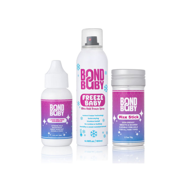 The Bond Baby Party Trio (Bond Baby Glue + Bond Baby Freeze Spray + Bond Baby Wax Stick)
